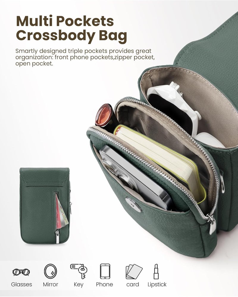 befen Genuine Leather Small Crossbody Bags for Women, Cell Phone Cross body Purse Bag with RFID Blocking Card Slots - Image 3